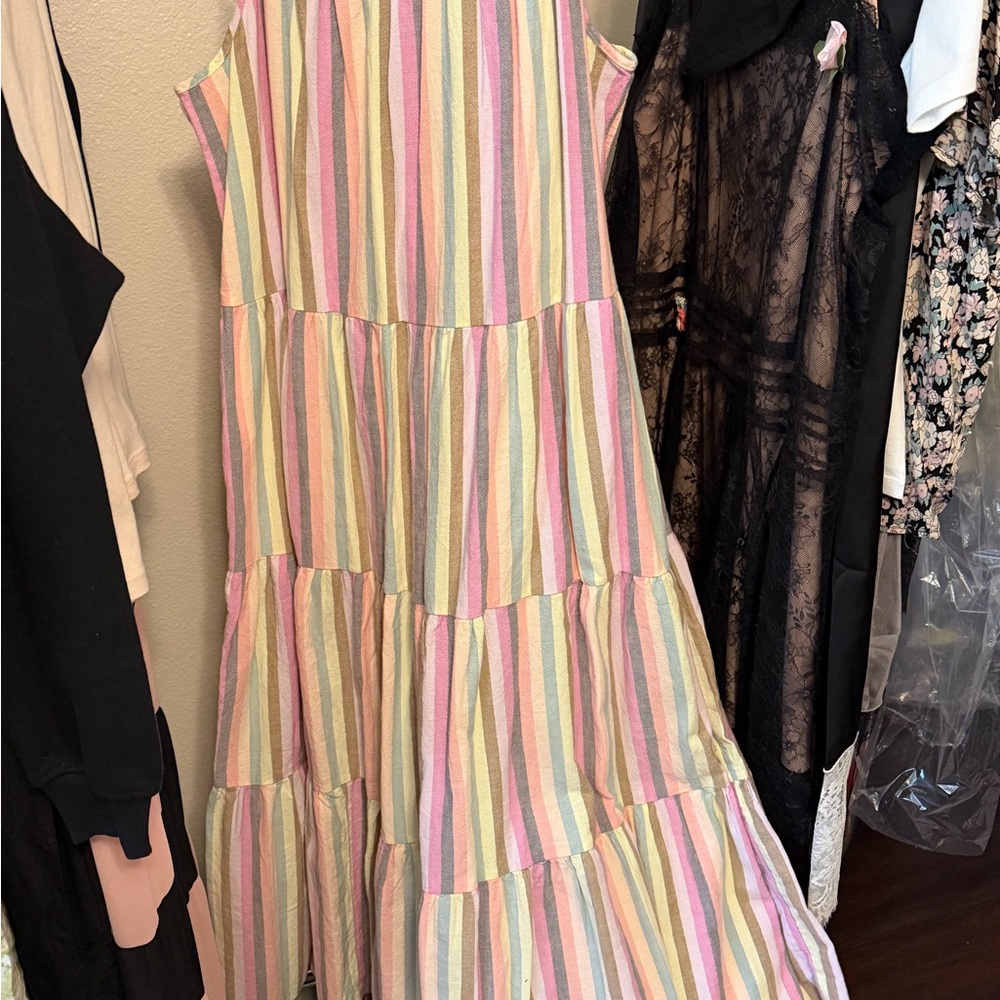 Universal Thread Multicolor Striped Cami strap sleeveless Dress size large nwt